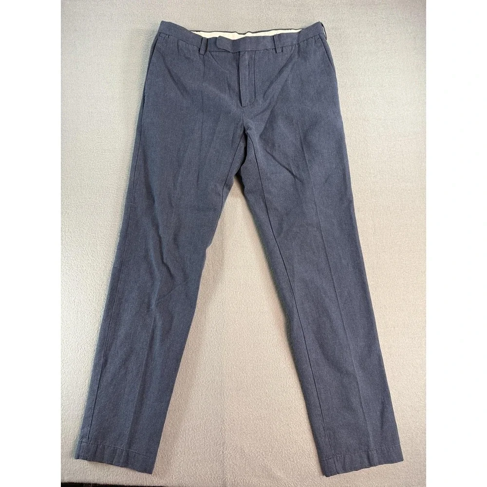 Brooks Brothers Red Fleece Pants Mens 34x32 Blue Slim Fit Check Chino Casual